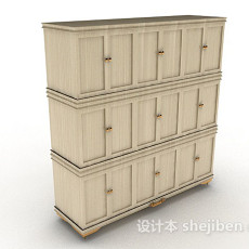 千棕色木质衣柜3d模型下载