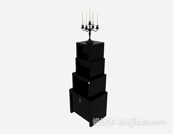 黑色木质个性厅柜3d模型下载