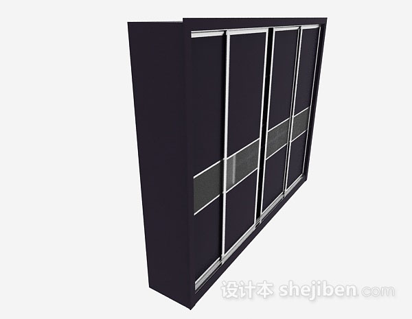 设计本黑色木质衣柜3d模型下载