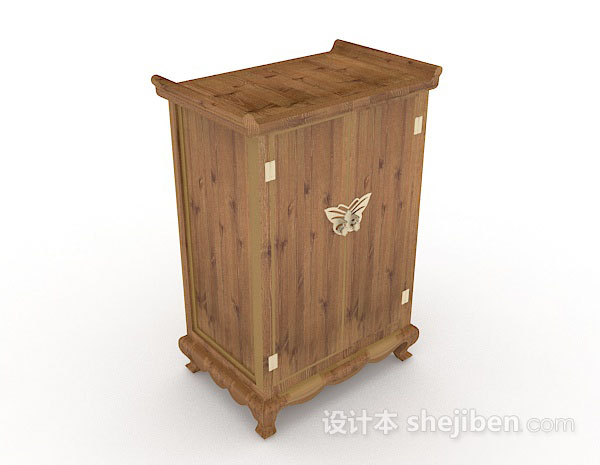 中式木质黄色衣柜3d模型下载