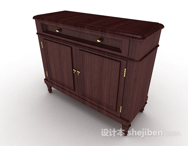 现代风格红棕色木质厅柜3d模型下载