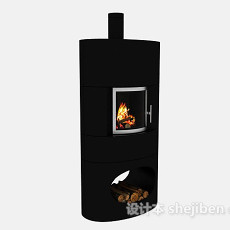 黑色小壁炉3d模型下载