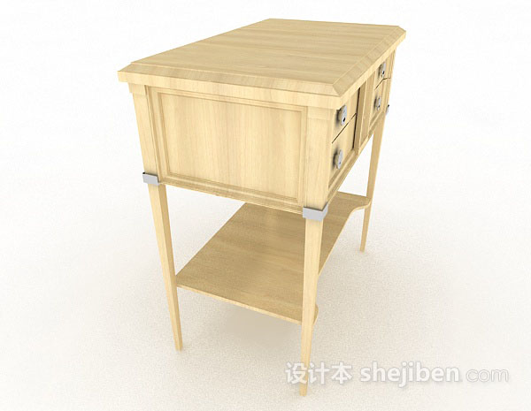 设计本木质黄色书桌3d模型下载