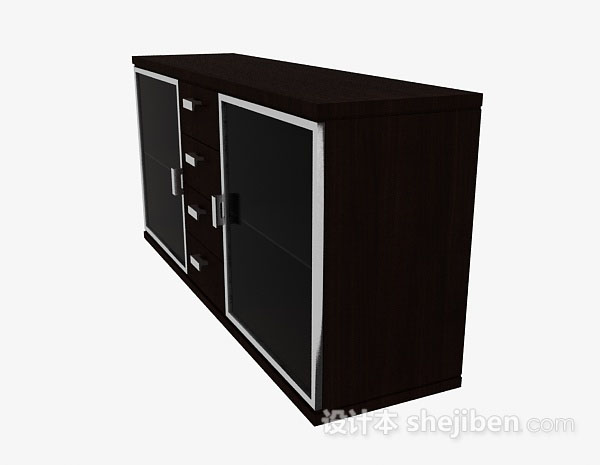 免费棕色木质储物柜3d模型下载