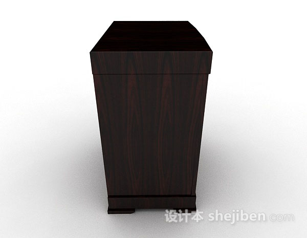 设计本木质深棕色储物柜3d模型下载