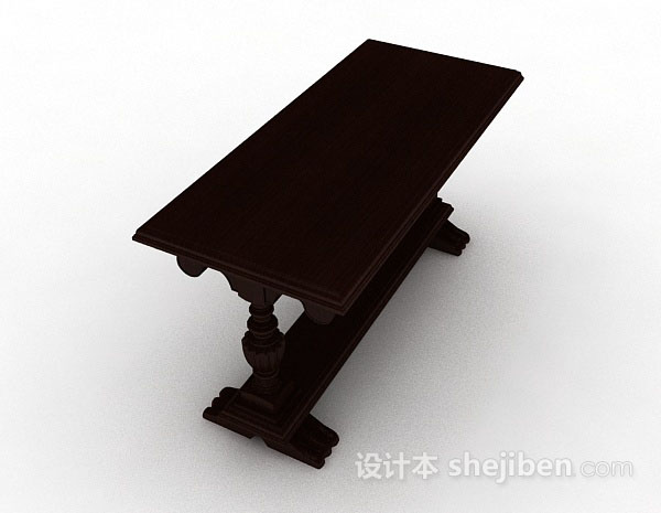 设计本木质棕色书桌3d模型下载