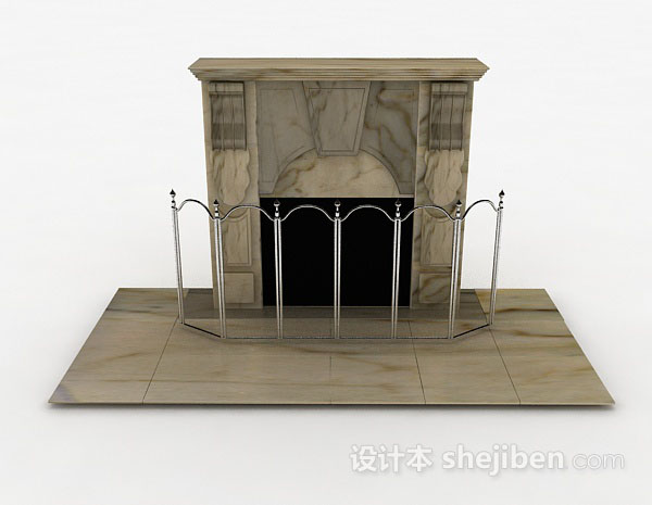 现代风格石材壁炉3d模型下载