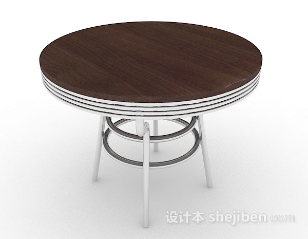 木质圆形餐桌3d模型下载