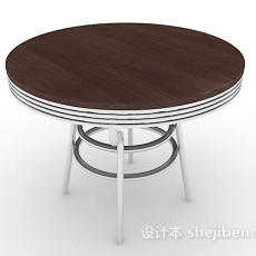 木质圆形餐桌3d模型下载