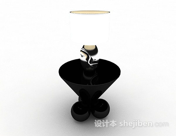 现代风格黑色圆茶几3d模型下载