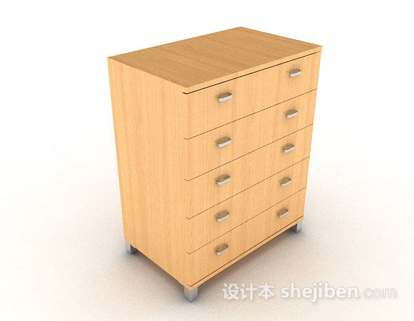 现代风格黄色木质柜子3d模型下载