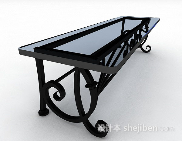 设计本黑色铁艺餐桌3d模型下载