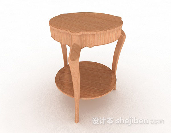 黄色圆形木质餐桌3d模型下载