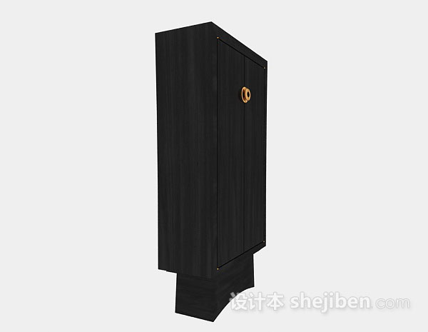 免费黑色木质衣柜3d模型下载