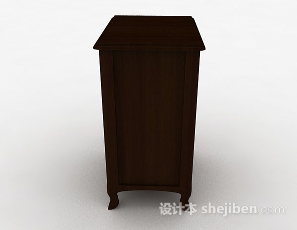 设计本棕色木质床头柜3d模型下载