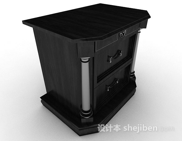 设计本黑色木质厅柜3d模型下载