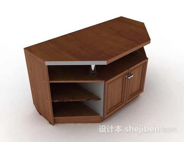 简约个性棕色木质厅柜3d模型下载