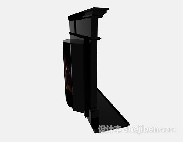 设计本黑色简约壁炉3d模型下载