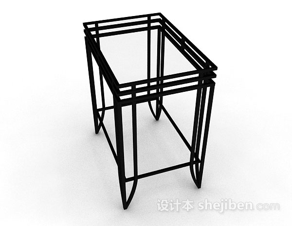 免费黑色餐桌3d模型下载