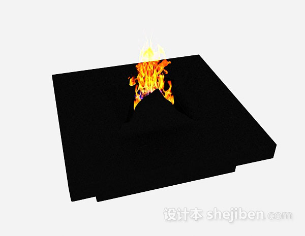 免费黑色简约壁炉3d模型下载