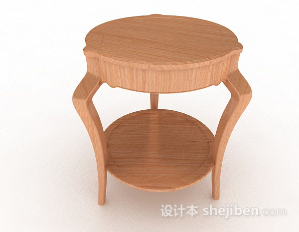 免费黄色圆形木质餐桌3d模型下载