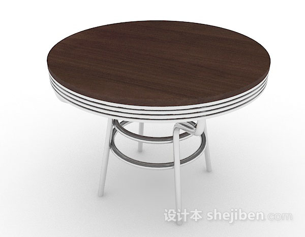 设计本木质圆形餐桌3d模型下载