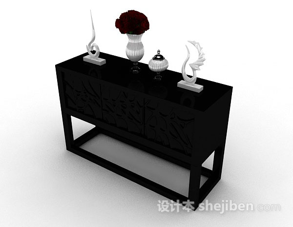 免费黑色装饰厅柜3d模型下载