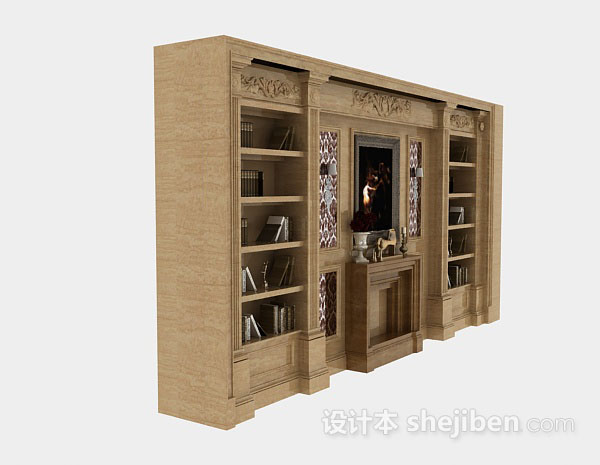免费欧式书柜3d模型下载