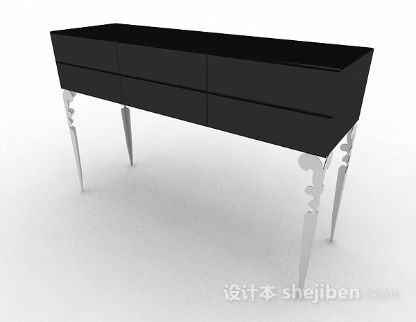 免费黑色书桌3d模型下载