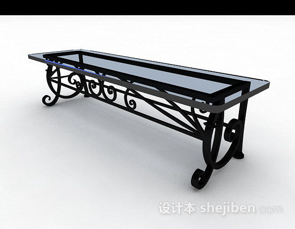 黑色铁艺餐桌3d模型下载