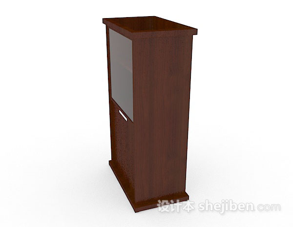 免费棕色木质展示柜3d模型下载