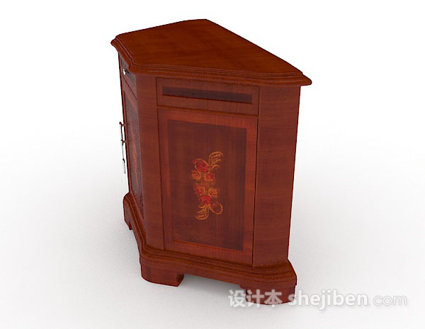 免费红棕色木质厅柜3d模型下载