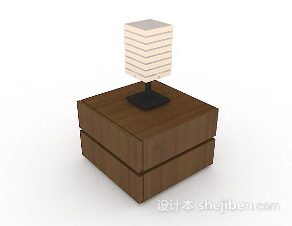 现代风格木质棕色床头柜3d模型下载
