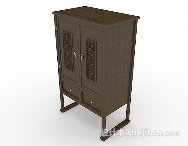 中式风格中式木质衣柜3d模型下载