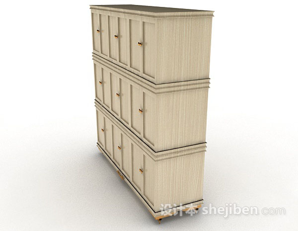 设计本千棕色木质衣柜3d模型下载