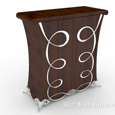 欧式木质厅柜3d模型下载