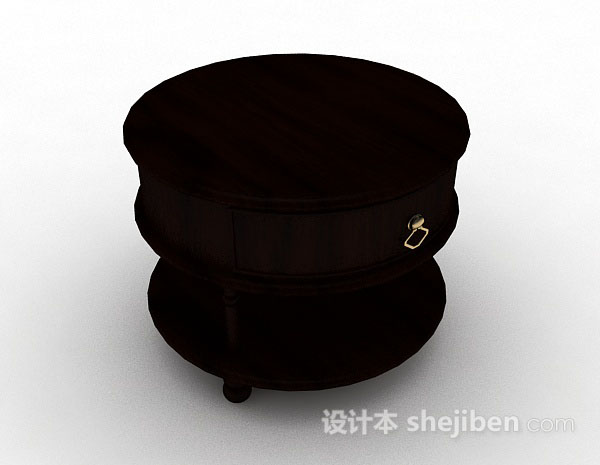 圆形木质床头柜3d模型下载