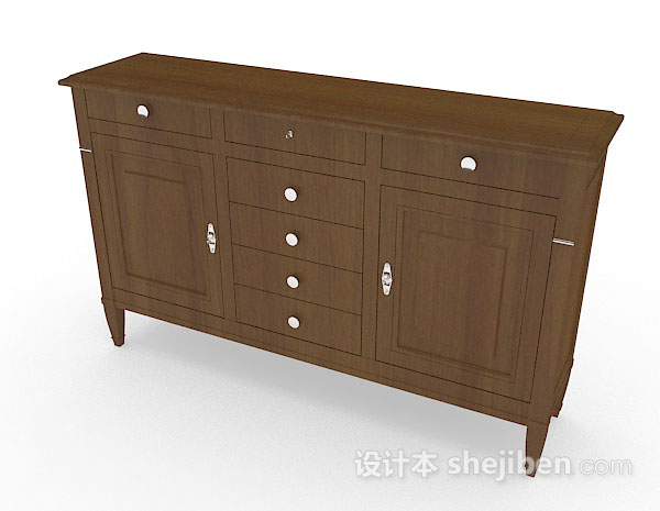 现代风格棕色木质厅柜3d模型下载