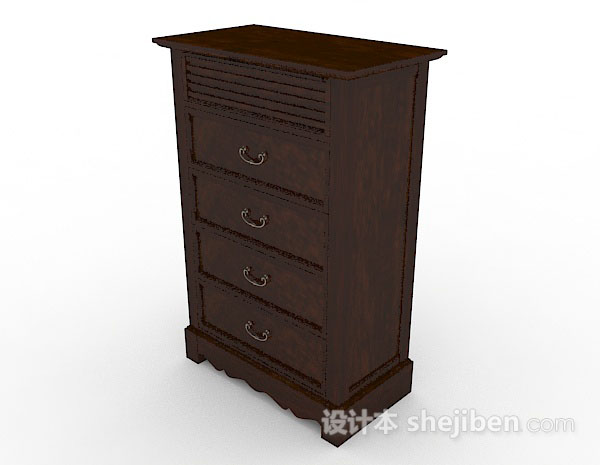 现代风格深棕色木质厅柜3d模型下载