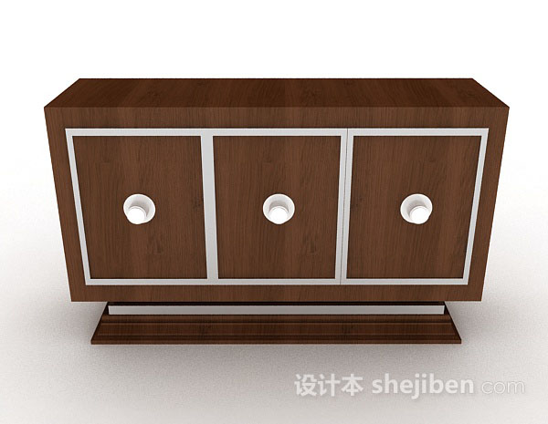 现代风格木质棕色玄关柜3d模型下载