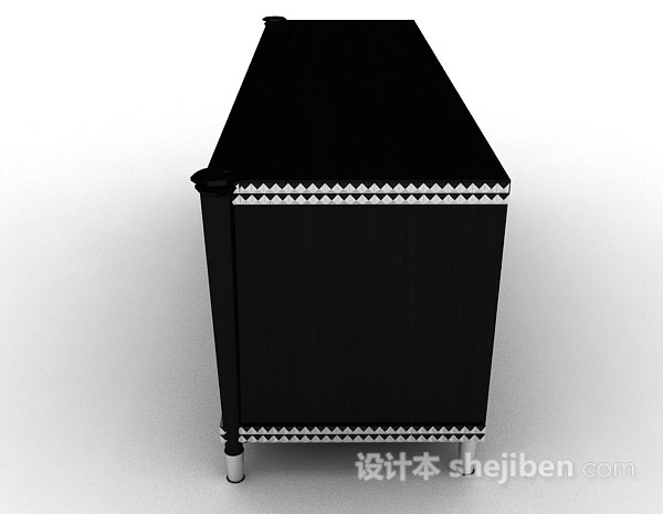 设计本黑色木质电视柜3d模型下载