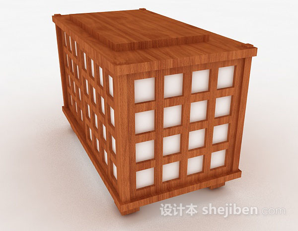 设计本田园木质玄关柜3d模型下载