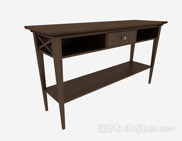免费深棕色木质书桌3d模型下载