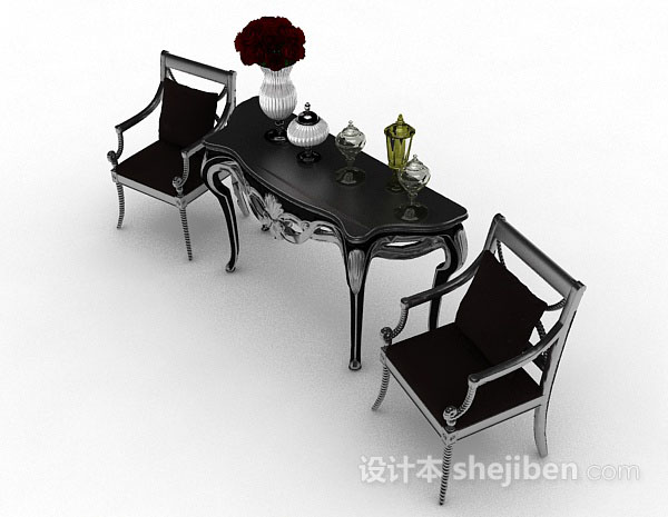 免费欧式灰色家居椅子3d模型下载