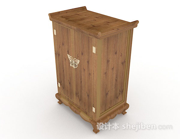中式风格中式木质黄色衣柜3d模型下载