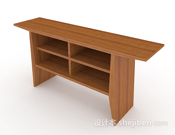 免费木质棕色书桌3d模型下载