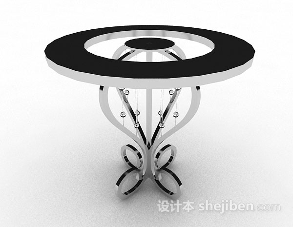 现代风格黑色圆形餐桌3d模型下载
