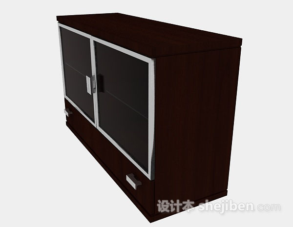 免费棕色木质储物柜3d模型下载