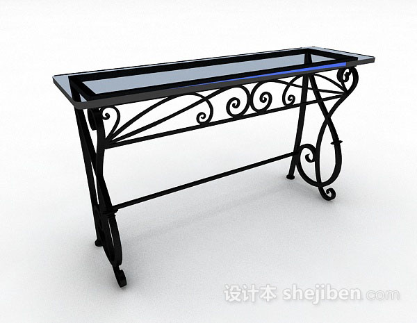 免费黑色铁艺餐桌3d模型下载