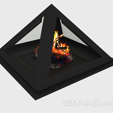 黑色简约壁炉3d模型下载